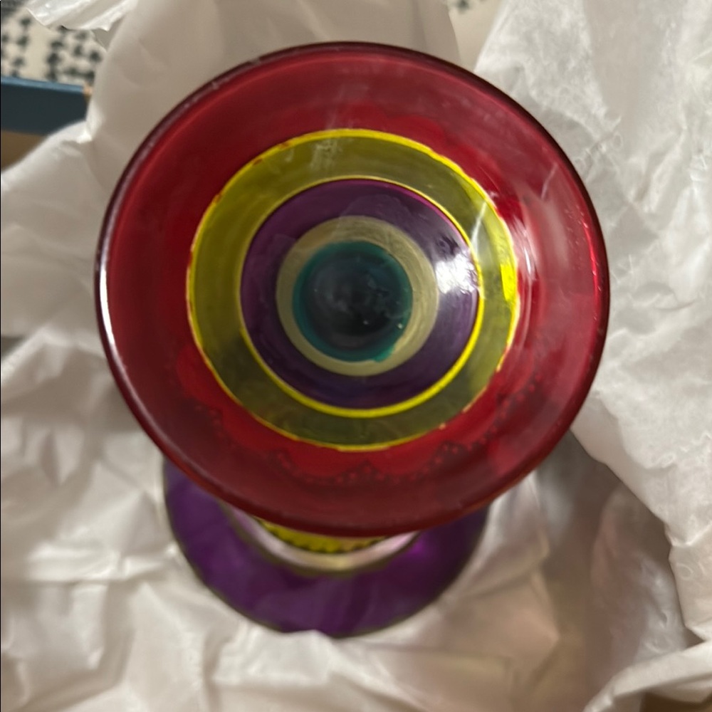 Colorful Art Glass Goblet - Picture 2 of 5